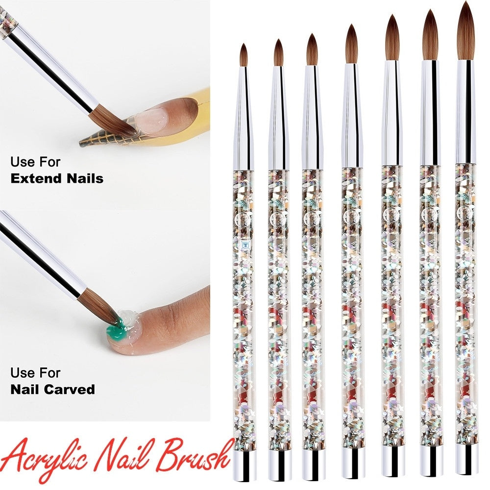 7 Größen Nail Art Pinsel für Acrylpulver Nylon Maniküre