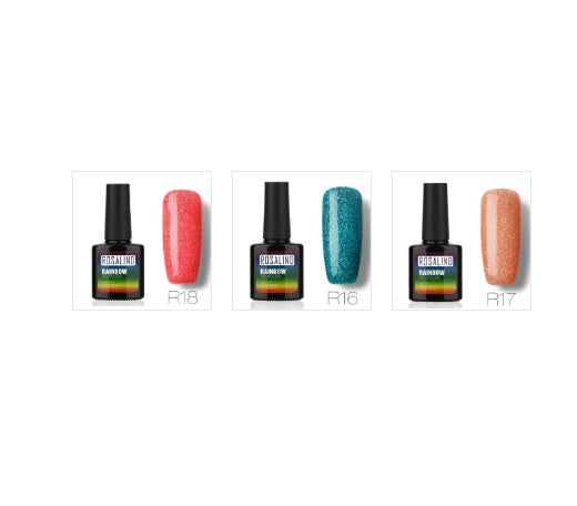 ROSALIND Nagelfreier, lang anhaltender, ungiftiger Nagellack, -Phototherapie-Kleber, mit Sternen besetztes Regenbogensystem.