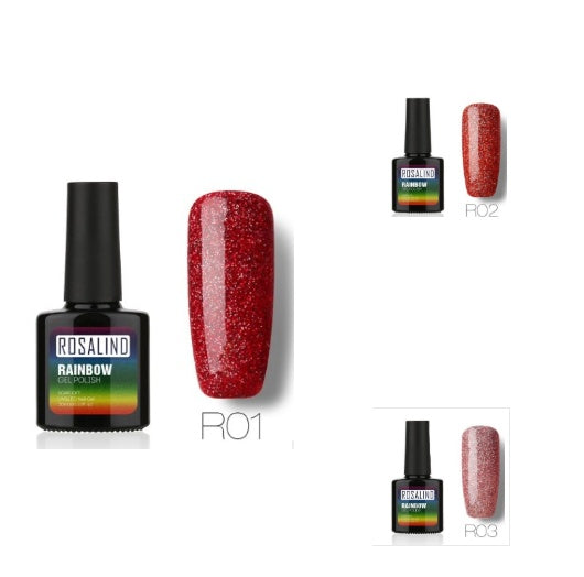 ROSALIND Nagelfreier, lang anhaltender, ungiftiger Nagellack, -Phototherapie-Kleber, mit Sternen besetztes Regenbogensystem.