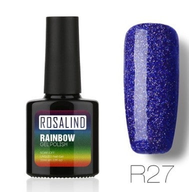 ROSALIND Nagelfreier, lang anhaltender, ungiftiger Nagellack, -Phototherapie-Kleber, mit Sternen besetztes Regenbogensystem.