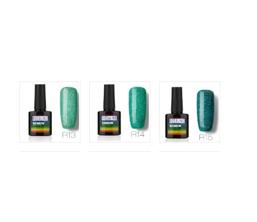 ROSALIND Nagelfreier, lang anhaltender, ungiftiger Nagellack, -Phototherapie-Kleber, mit Sternen besetztes Regenbogensystem.