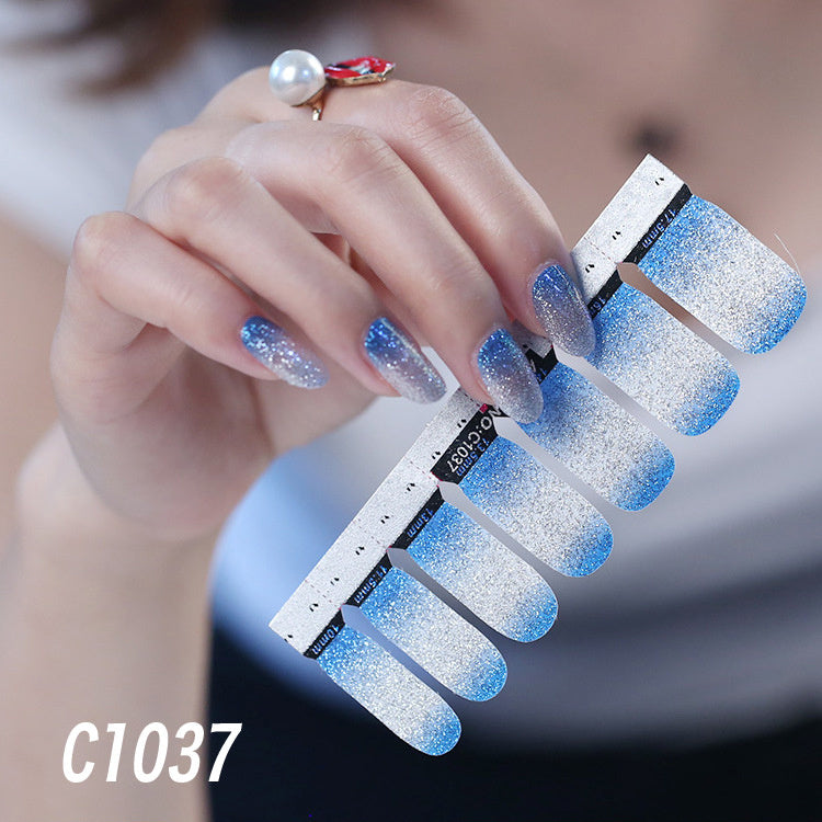 Selbstklebende Nagelfolien Lila Glitzer Ombre | Koreanisches Design | Wasserfest & langlebig