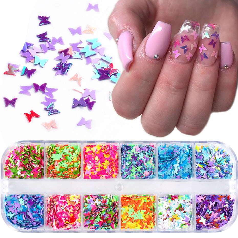 Symphonie Schmetterling Pailletten Nageldekoration