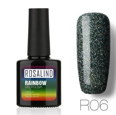 ROSALIND Nagelfreier, lang anhaltender, ungiftiger Nagellack, -Phototherapie-Kleber, mit Sternen besetztes Regenbogensystem.