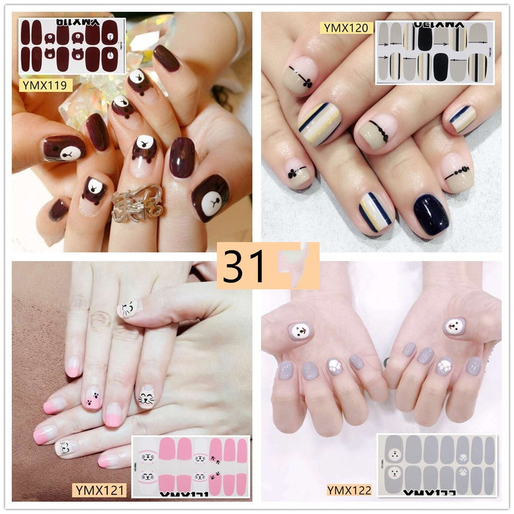 Leoparden- und Glitzer-Nagelsticker – YMX Designserie, Selbstklebende Nail Wraps