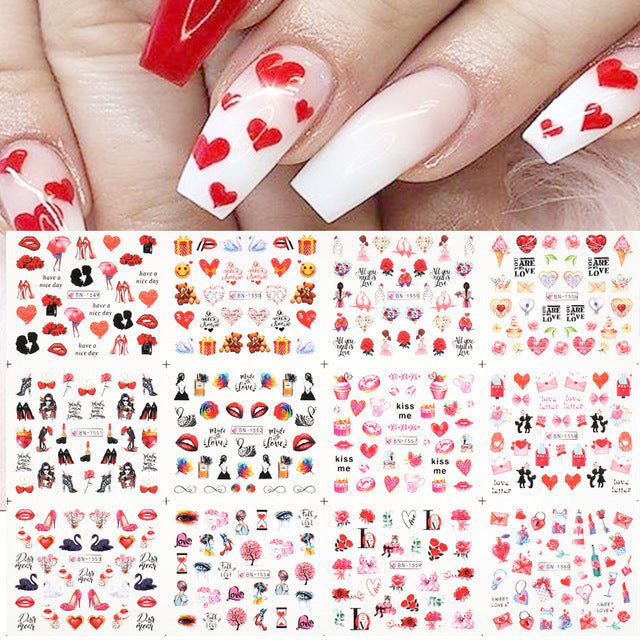 Heißer Verkauf Liebe Lippendruck Buchstaben Nagelaufkleber