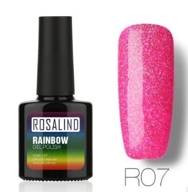 ROSALIND Nagelfreier, lang anhaltender, ungiftiger Nagellack, -Phototherapie-Kleber, mit Sternen besetztes Regenbogensystem.