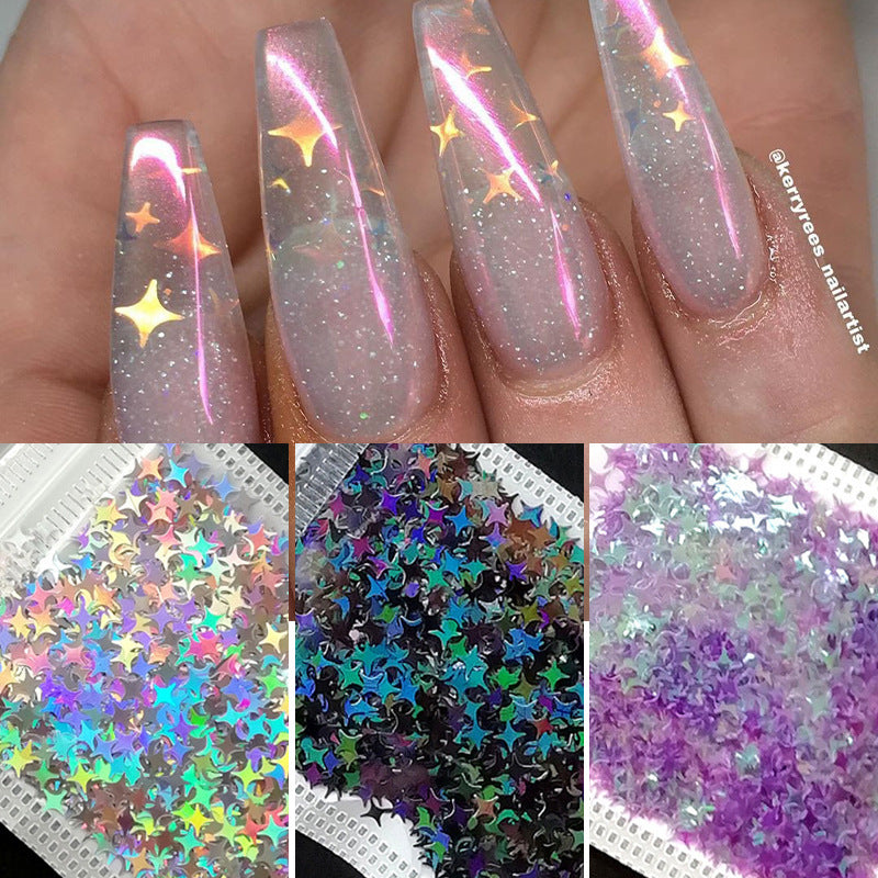 Nail Art Zubehör Vierzackiger Stern Symphonie Laser Pailletten
