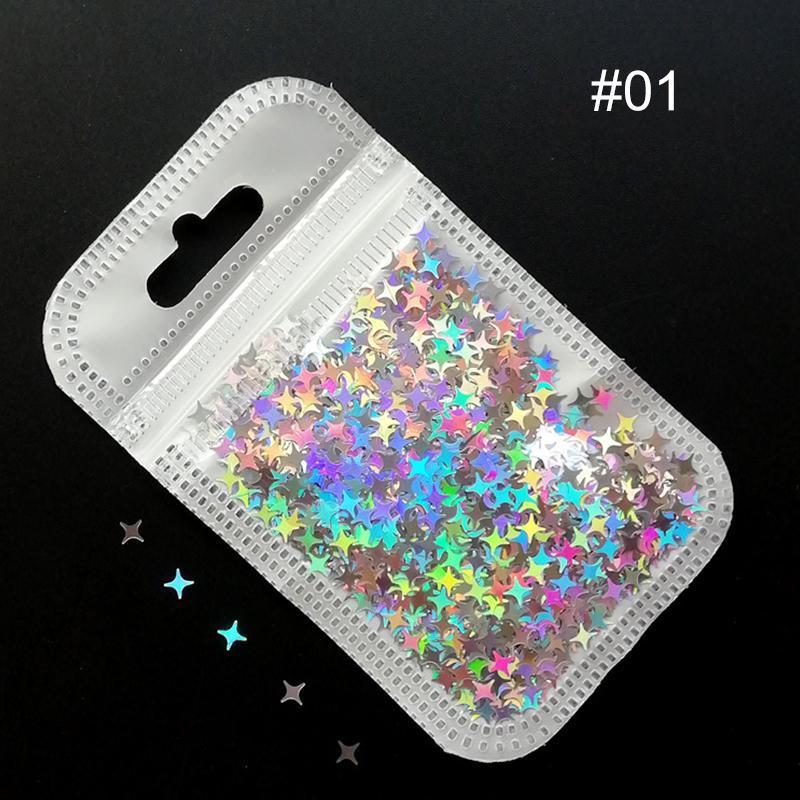 Nail Art Zubehör Vierzackiger Stern Symphonie Laser Pailletten