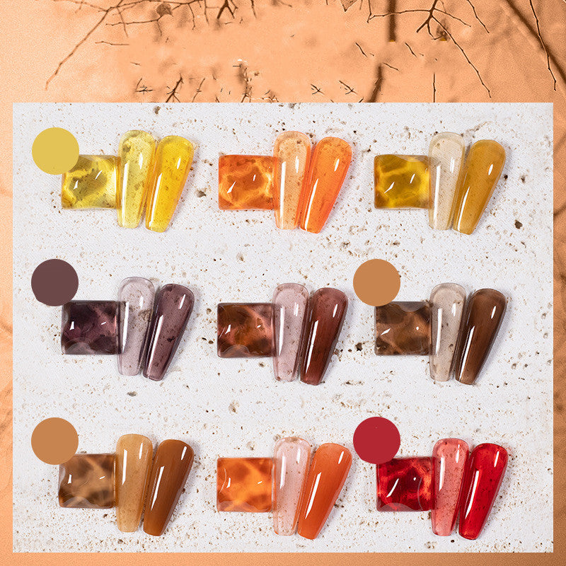 9 Farben Bernstein Set UV Gel Nagellack Eis Penetration Soak Off Glänzende