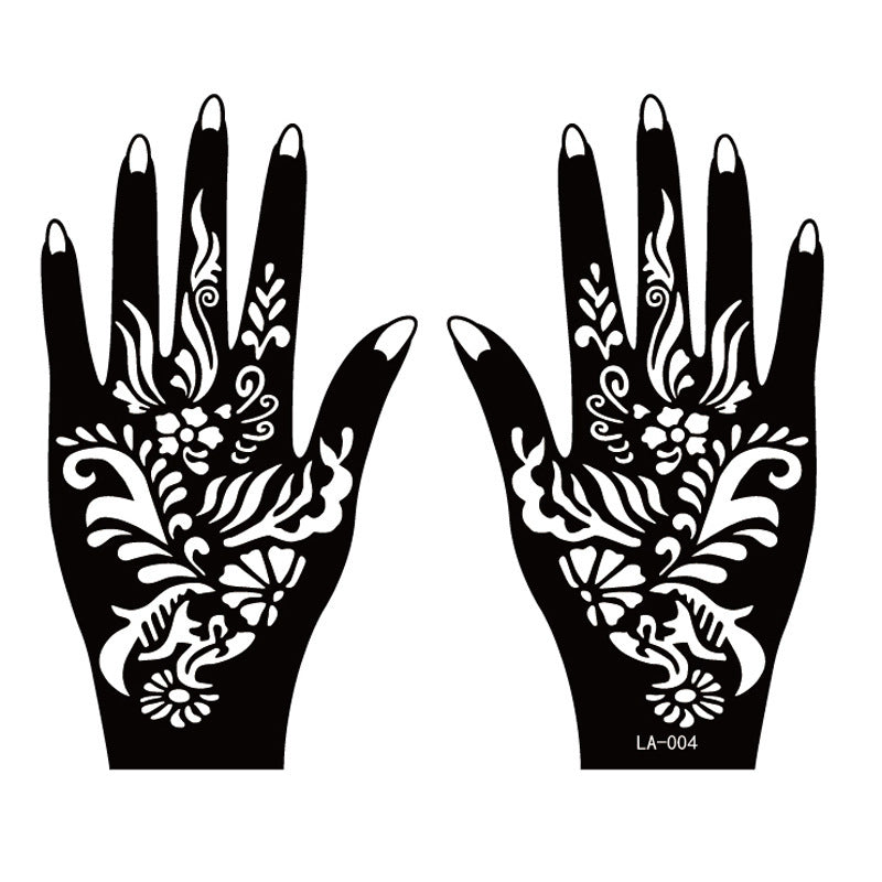 2 Blätter Hand Tattoo Aufkleber Henna Schablone Temporär