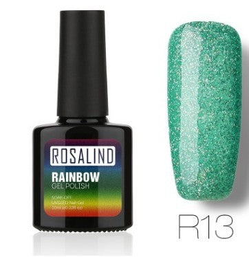 ROSALIND Nagelfreier, lang anhaltender, ungiftiger Nagellack, -Phototherapie-Kleber, mit Sternen besetztes Regenbogensystem.