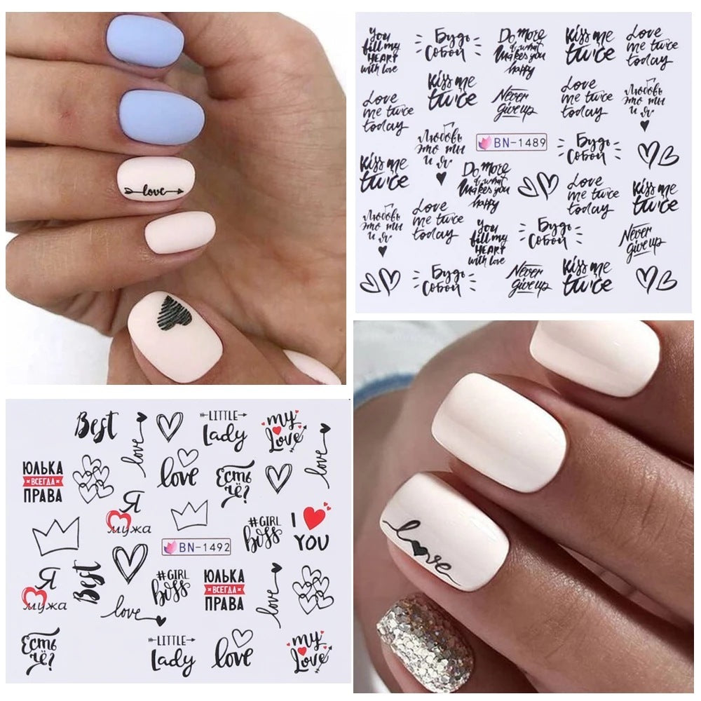 Heißer Verkauf Liebe Lippendruck Buchstaben Nagelaufkleber