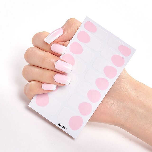 Selbstklebende Nagelsticker 14-teilig – Trendfarben Rot, Rosa & Bordeaux | Glänzende Nail Wraps