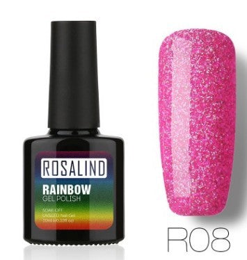 ROSALIND Nagelfreier, lang anhaltender, ungiftiger Nagellack, -Phototherapie-Kleber, mit Sternen besetztes Regenbogensystem.