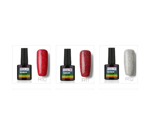 ROSALIND Nagelfreier, lang anhaltender, ungiftiger Nagellack, -Phototherapie-Kleber, mit Sternen besetztes Regenbogensystem.