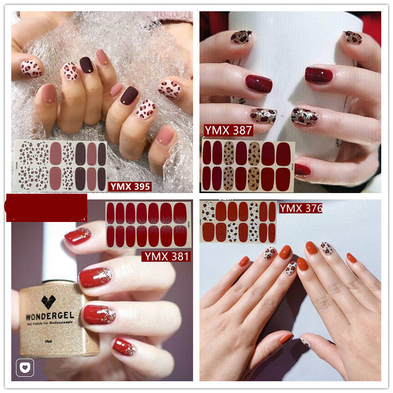 Leoparden- und Glitzer-Nagelsticker – YMX Designserie, Selbstklebende Nail Wraps