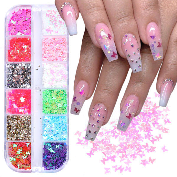 Symphonie Schmetterling Pailletten Nageldekoration
