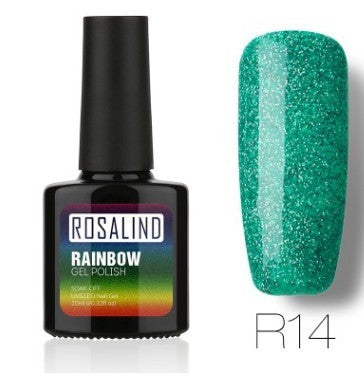 ROSALIND Nagelfreier, lang anhaltender, ungiftiger Nagellack, -Phototherapie-Kleber, mit Sternen besetztes Regenbogensystem.