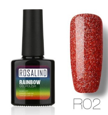 ROSALIND Nagelfreier, lang anhaltender, ungiftiger Nagellack, -Phototherapie-Kleber, mit Sternen besetztes Regenbogensystem.