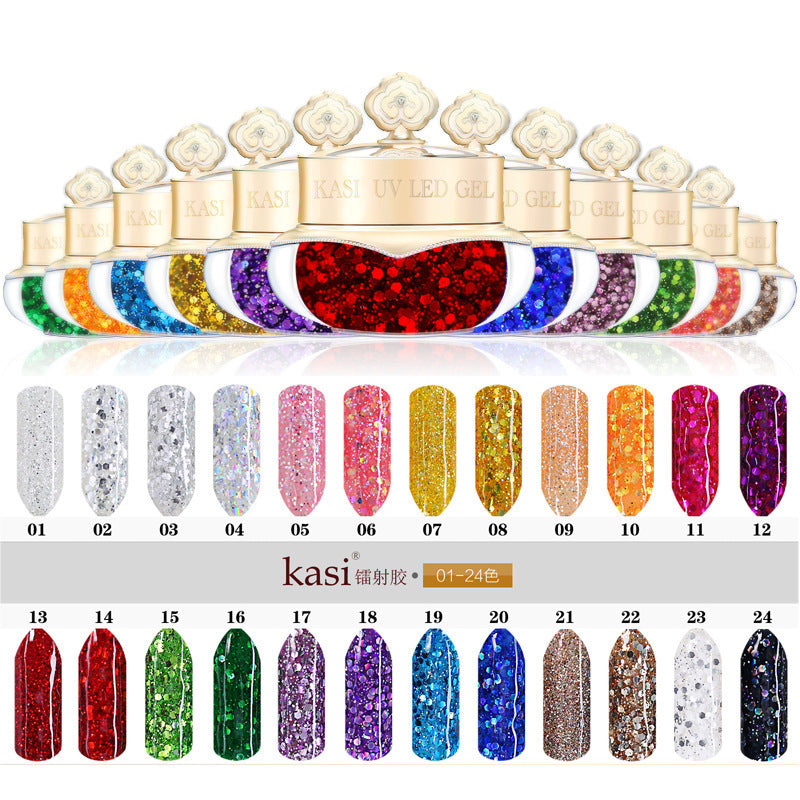 KaSi Nagel Abnehmbarer Lichttherapie-Kleber Tapered Color Gel Laser Sequester Nagellack Gel Flicker Gel 1-48 Farbe 10g