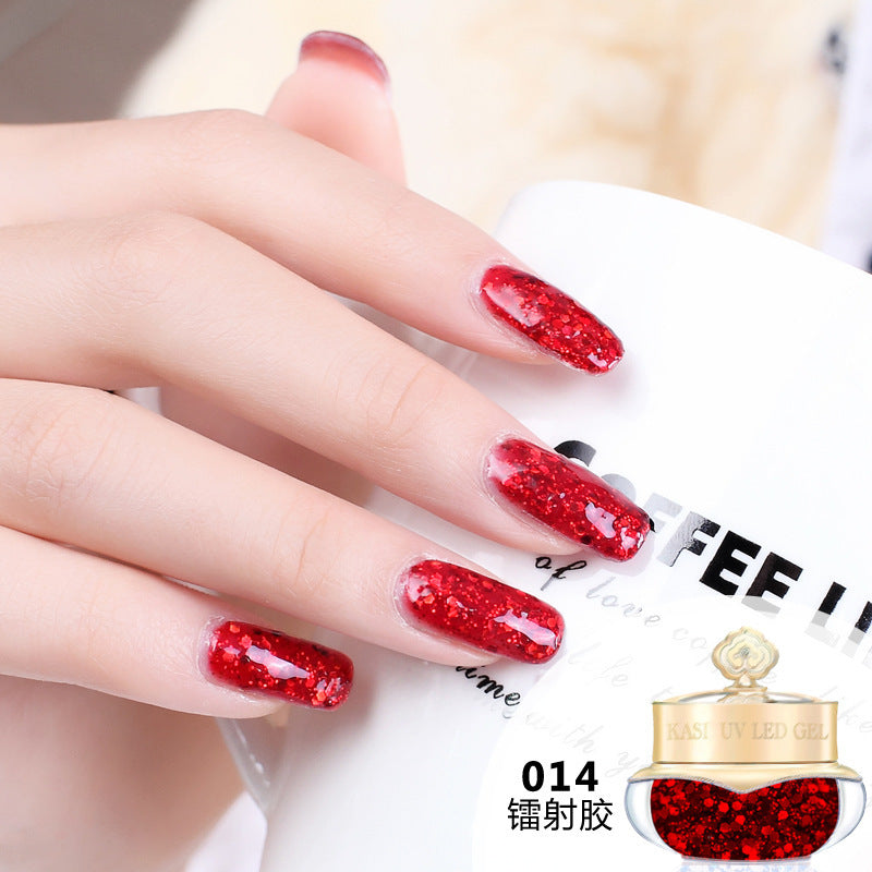 KaSi Nagel Abnehmbarer Lichttherapie-Kleber Tapered Color Gel Laser Sequester Nagellack Gel Flicker Gel 1-48 Farbe 10g