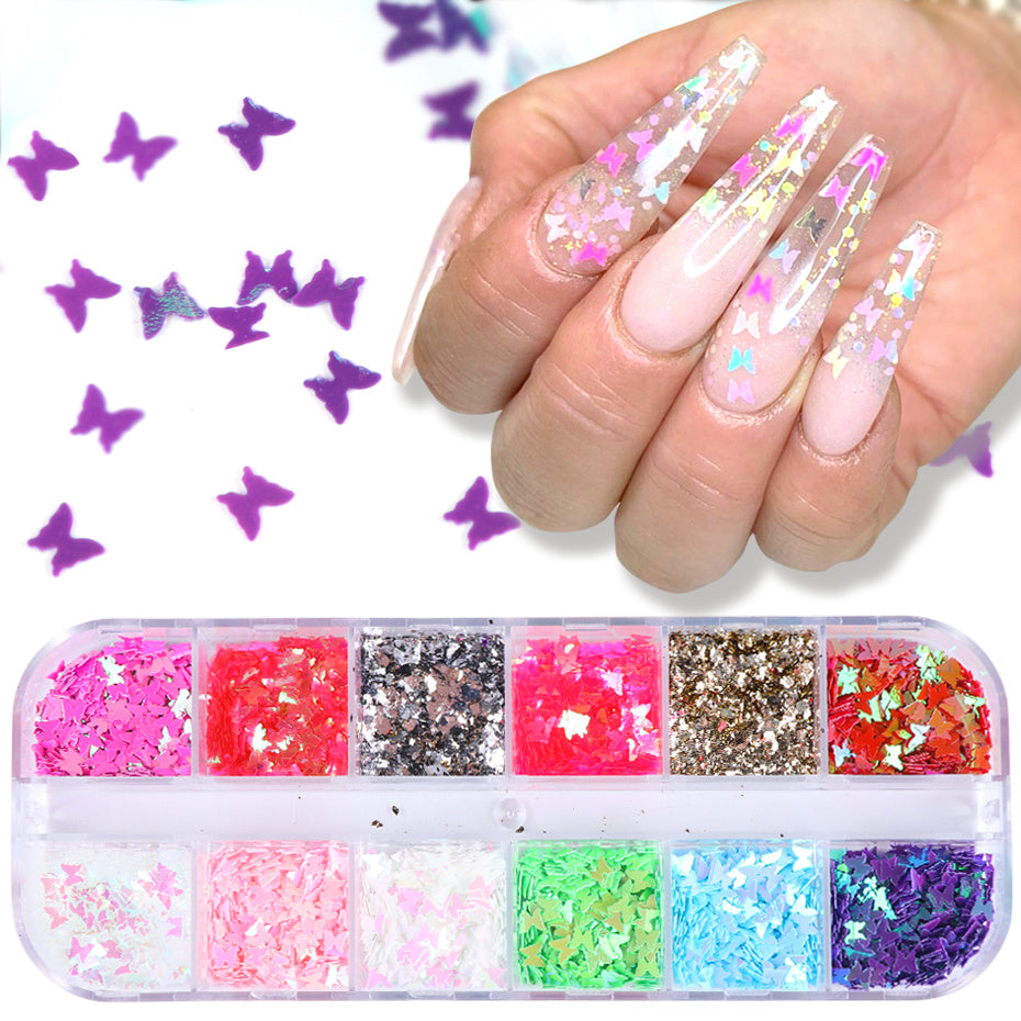 Symphonie Schmetterling Pailletten Nageldekoration