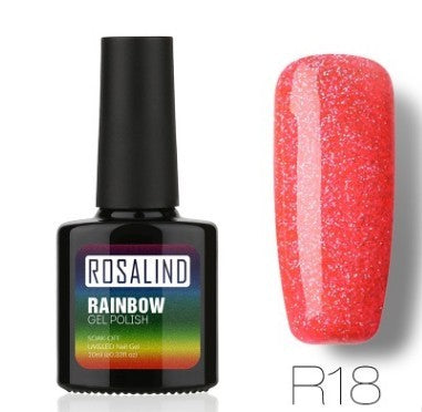 ROSALIND Nagelfreier, lang anhaltender, ungiftiger Nagellack, -Phototherapie-Kleber, mit Sternen besetztes Regenbogensystem.