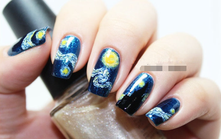 Nagelsticker „Sternennacht“ im Van-Gogh-Design – Selbstklebende Nail Wraps