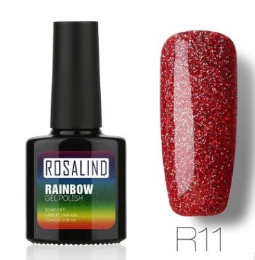 ROSALIND Nagelfreier, lang anhaltender, ungiftiger Nagellack, -Phototherapie-Kleber, mit Sternen besetztes Regenbogensystem.