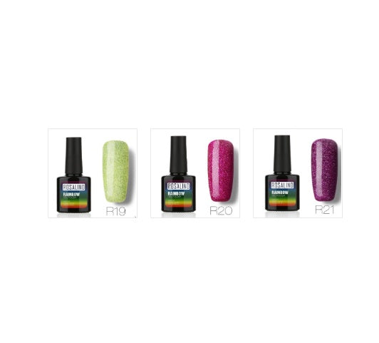 ROSALIND Nagelfreier, lang anhaltender, ungiftiger Nagellack, -Phototherapie-Kleber, mit Sternen besetztes Regenbogensystem.