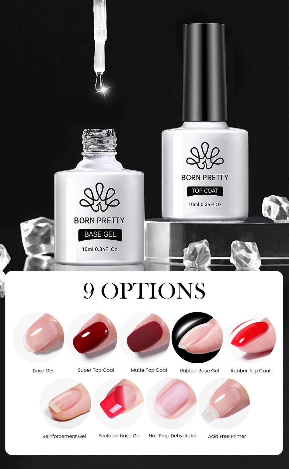 Nailart Lack Gel Aufbau Basisgel plattiert Kristall