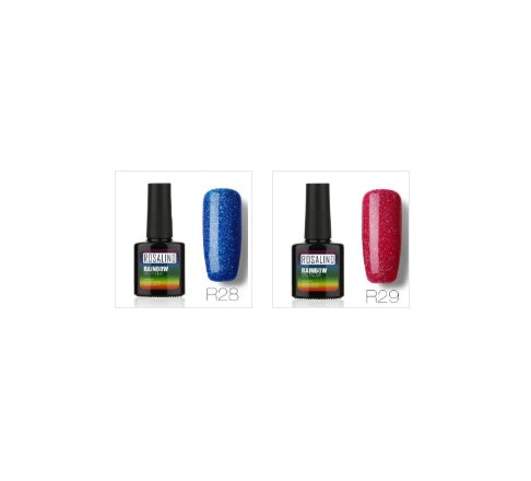 ROSALIND Nagelfreier, lang anhaltender, ungiftiger Nagellack, -Phototherapie-Kleber, mit Sternen besetztes Regenbogensystem.