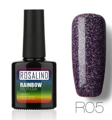 ROSALIND Nagelfreier, lang anhaltender, ungiftiger Nagellack, -Phototherapie-Kleber, mit Sternen besetztes Regenbogensystem.