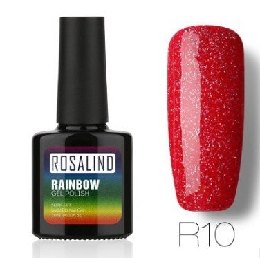 ROSALIND Nagelfreier, lang anhaltender, ungiftiger Nagellack, -Phototherapie-Kleber, mit Sternen besetztes Regenbogensystem.