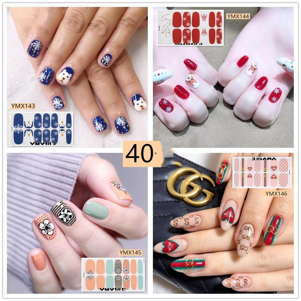 Leoparden- und Glitzer-Nagelsticker – YMX Designserie, Selbstklebende Nail Wraps