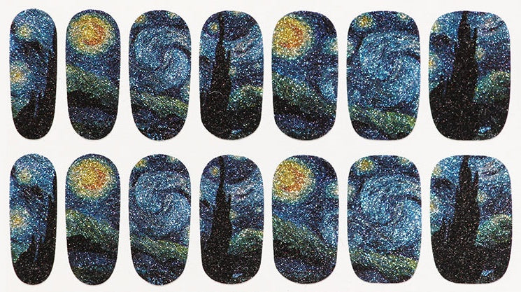 Nagelsticker „Sternennacht“ im Van-Gogh-Design – Selbstklebende Nail Wraps