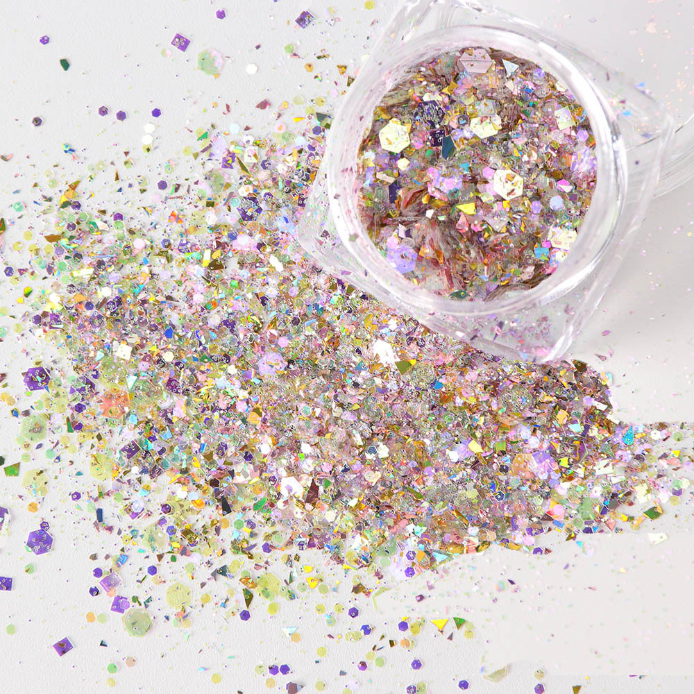 Pentagramm bunte Pailletten Glitzer buntes Muschelpapier