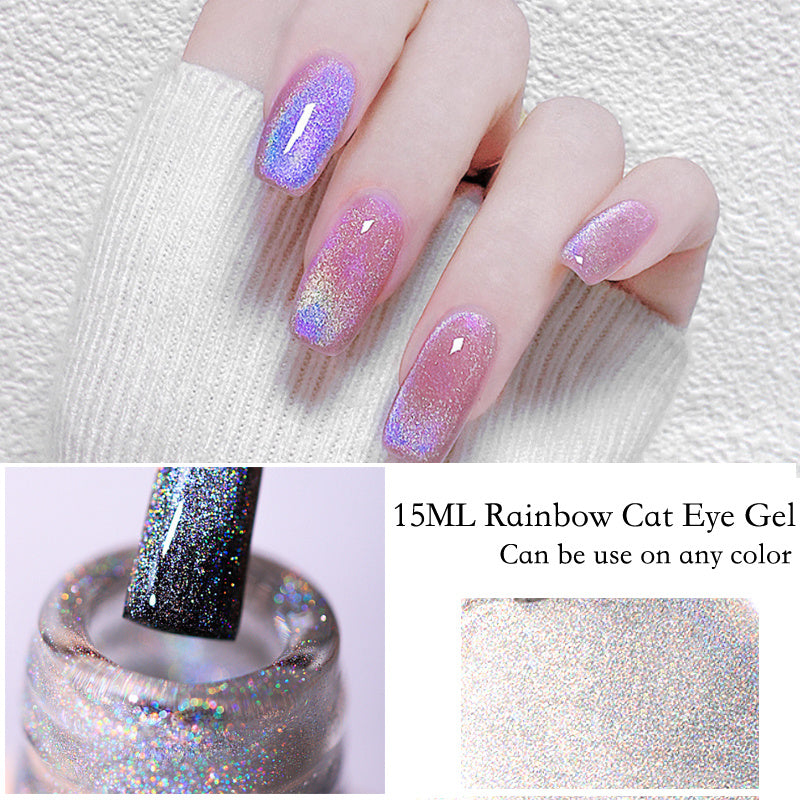 Regenbogen-Katzenaugen-Laser-Glanznagellack