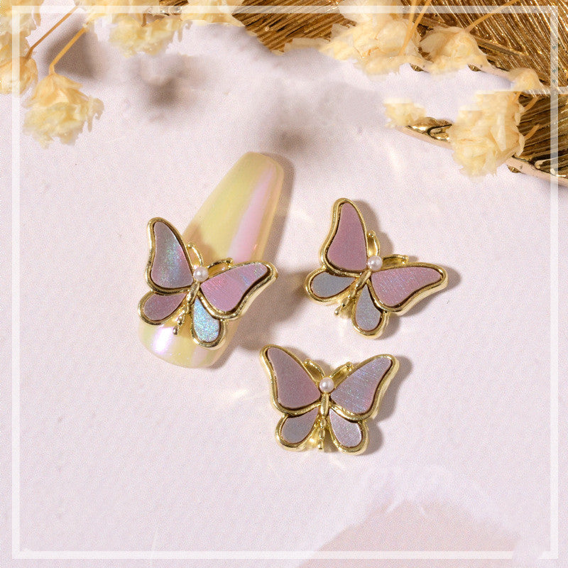 Nagel Schönheit Kristall Schmetterling Transparent Goldene Rand Metall Strass Stereo Nägel Shell Schmetterling Diamant Dekorationen