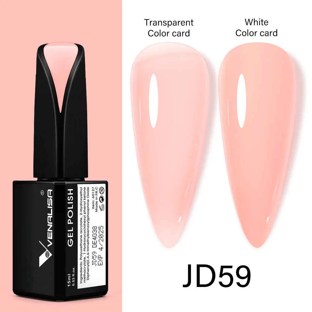 Venalisa Jelly Gel Polish – 15 ml – Semitransparente Nude-Farben für French Nails