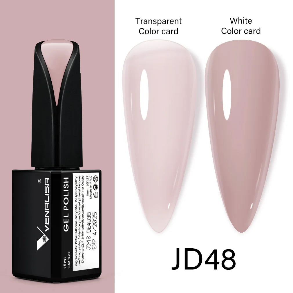 Venalisa Jelly Gel Polish – 15 ml – Semitransparente Nude-Farben für French Nails