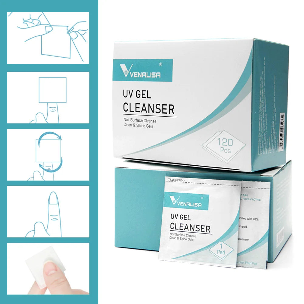 Venalisa Reinigungstücher – 20/120 Stück UV Gel Remover & Cleanser Pads
