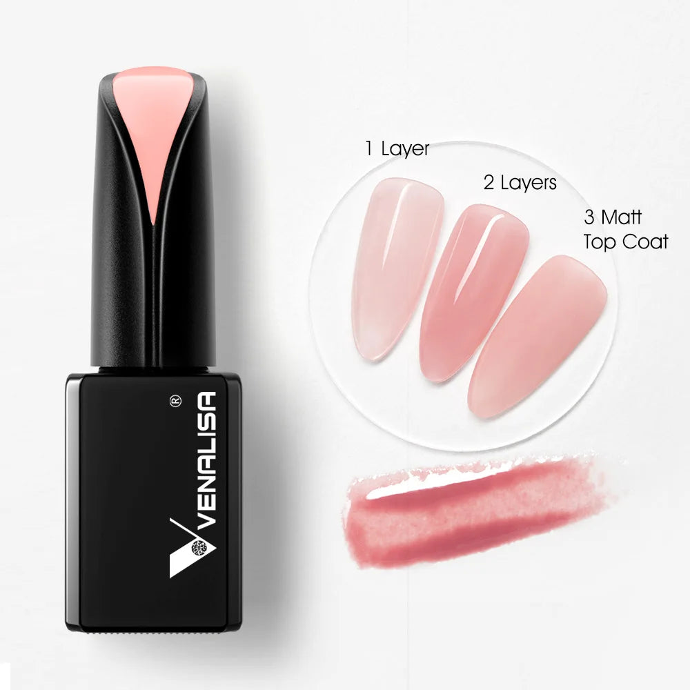 Venalisa Jelly Gel Polish – 15 ml – Semitransparente Nude-Farben für French Nails