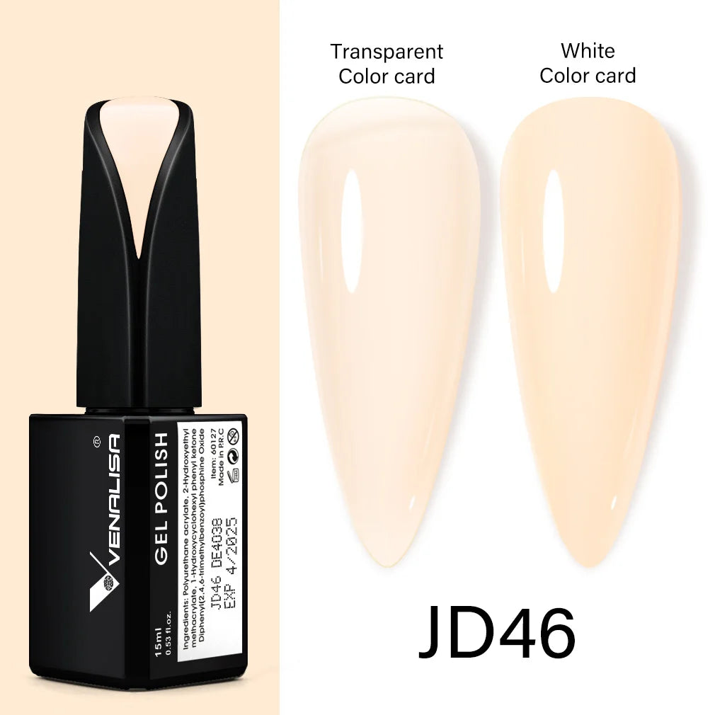Venalisa Jelly Gel Polish – 15 ml – Semitransparente Nude-Farben für French Nails