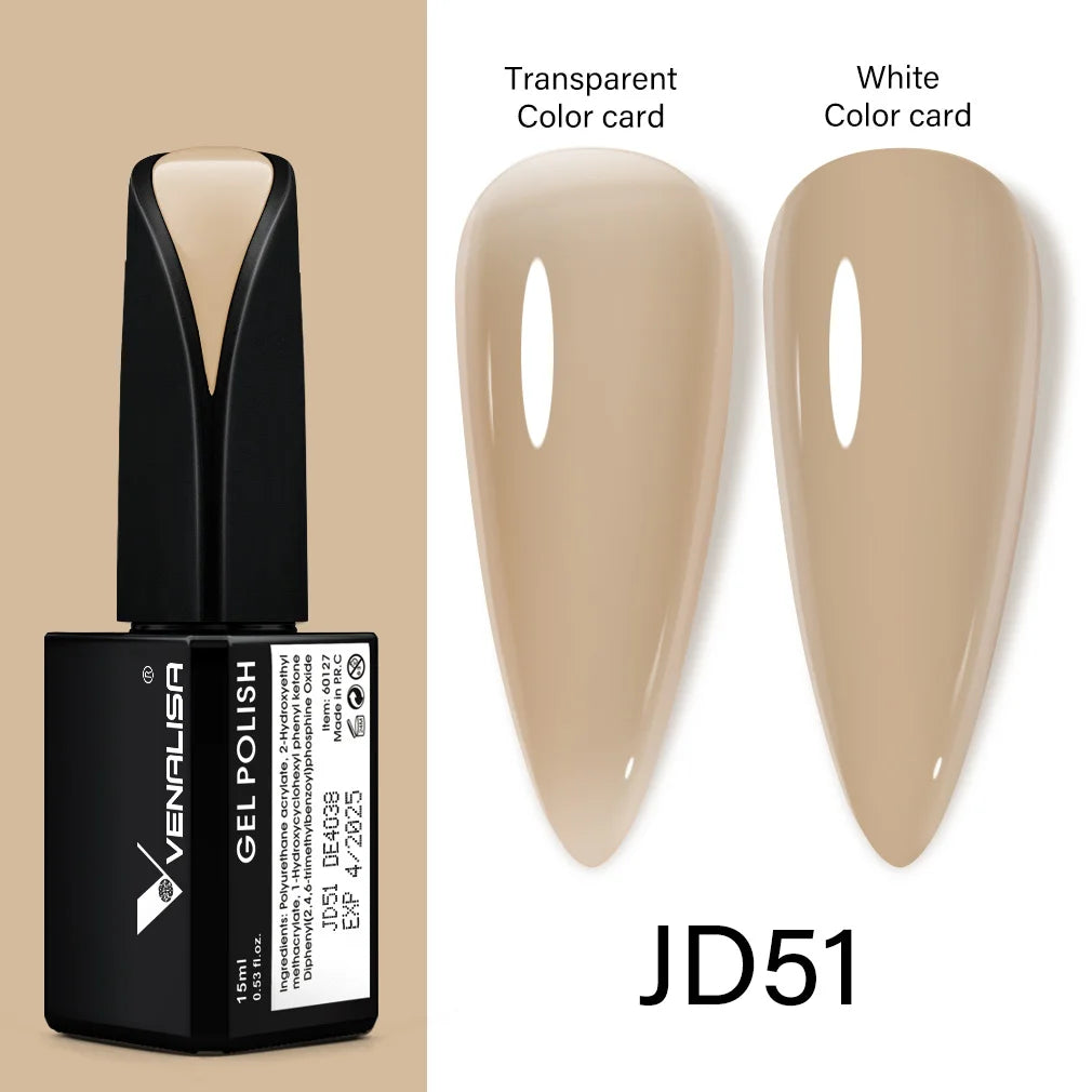 Venalisa Jelly Gel Polish – 15 ml – Semitransparente Nude-Farben für French Nails