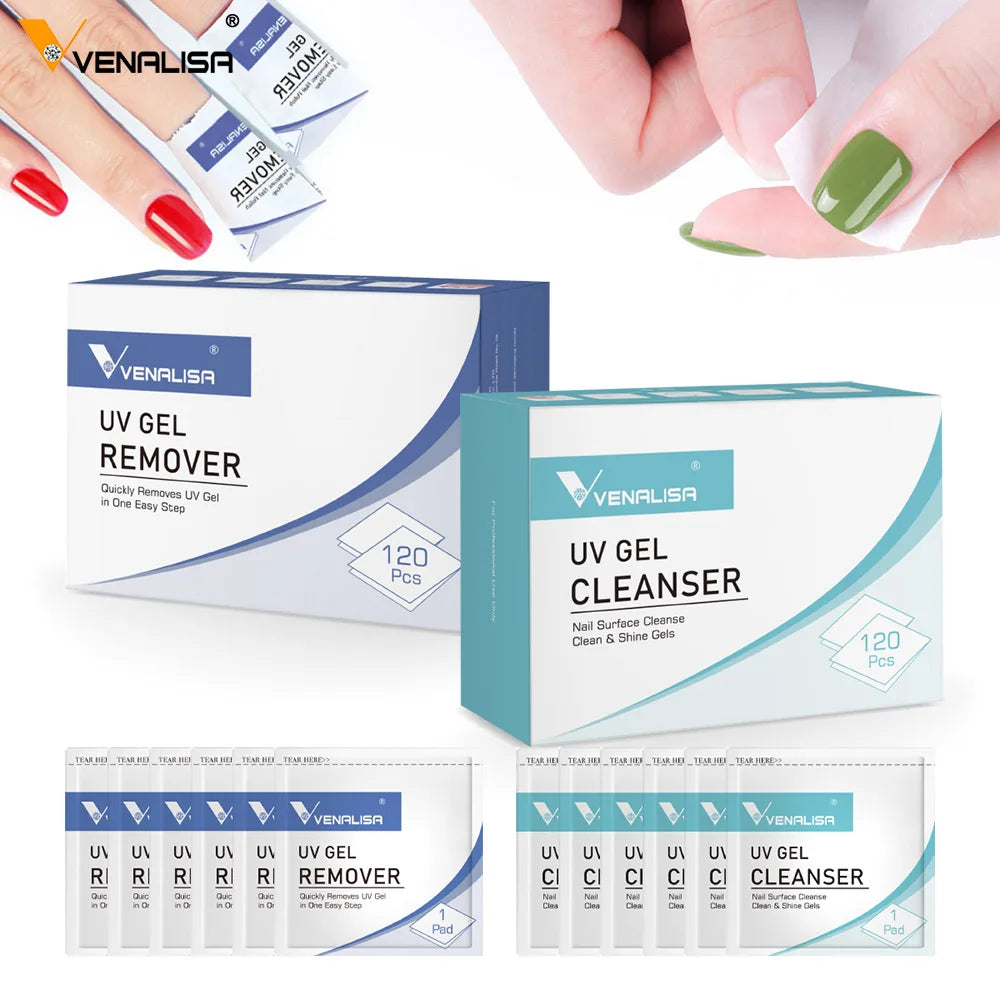 Venalisa Reinigungstücher – 20/120 Stück UV Gel Remover & Cleanser Pads