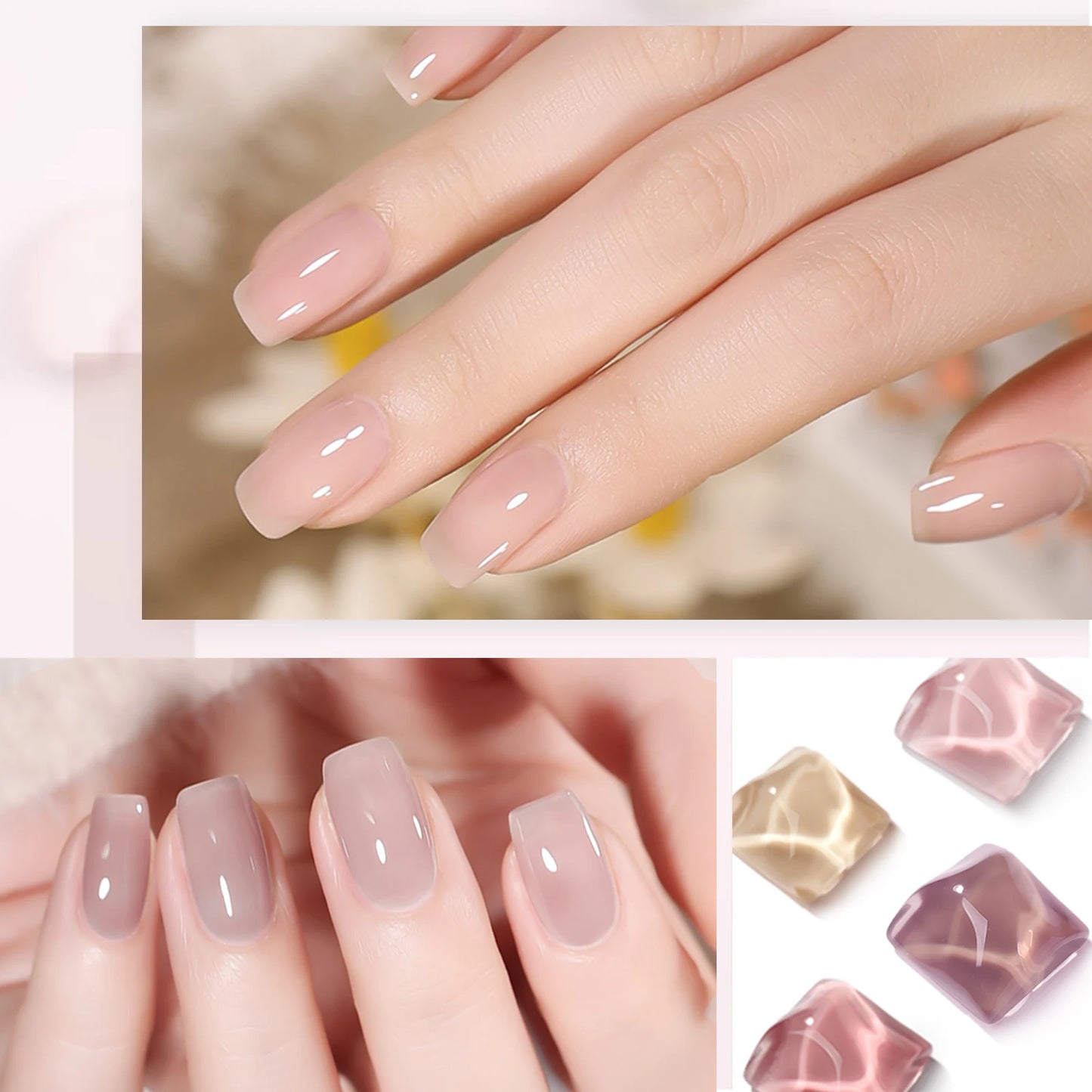 Venalisa Jelly Gel Polish – 15 ml – Semitransparente Nude-Farben für French Nails