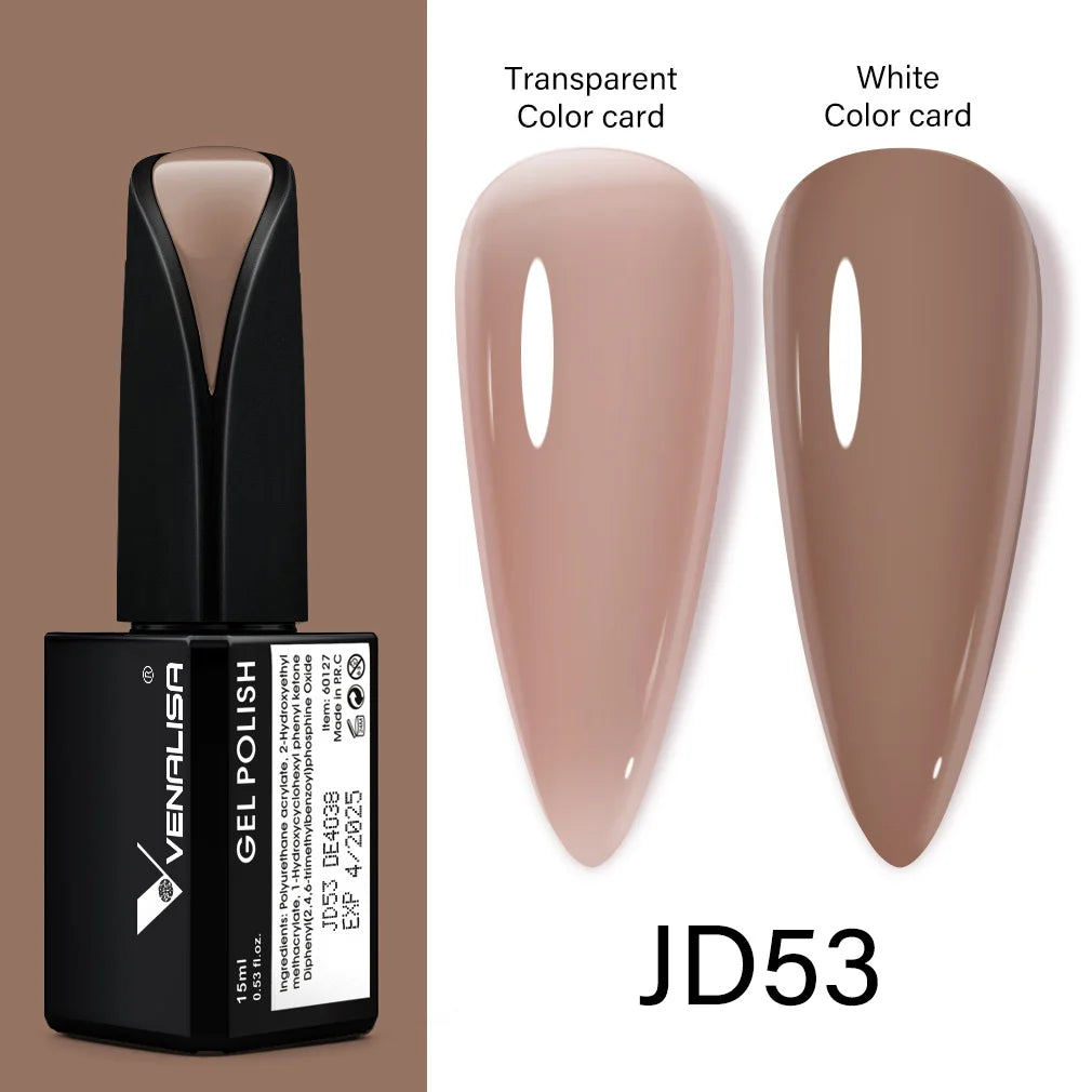 Venalisa Jelly Gel Polish – 15 ml – Semitransparente Nude-Farben für French Nails