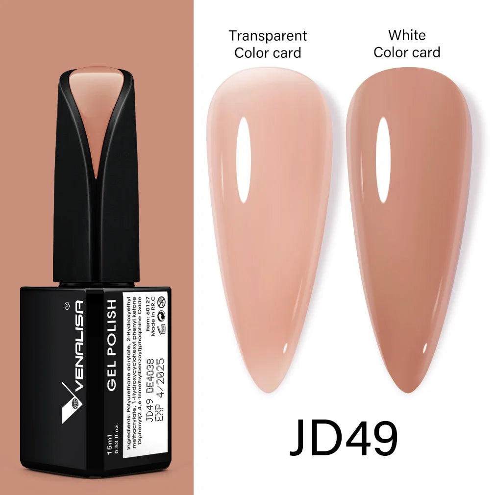 Venalisa Jelly Gel Polish – 15 ml – Semitransparente Nude-Farben für French Nails